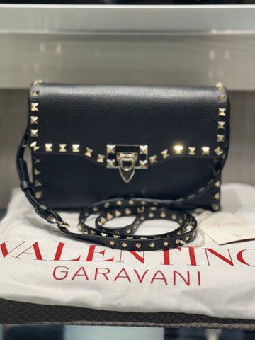 Pre-owned Valentino Small Rockstud Grainy Calfskin CrossBody Bag