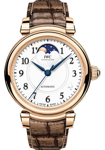 IWC Da Vinci Automatic Moon Phase 36 Watch - 36.0 mm 5N Gold Case - Silver Dial - Bronze Alligator Strap - IW459308