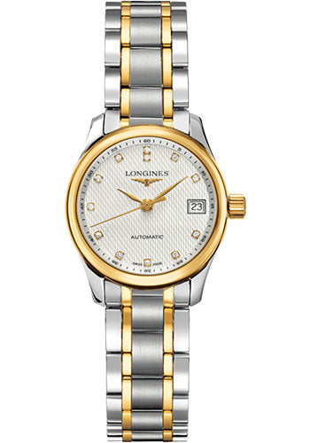 Longines Master Collection Watch - 25.5 mm Steel And Yellow Gold Case - Silver Barleycorn Diamond Dial - Steel And Yellow Gold Cap 200 Bracelet - L2.128.5.77.7