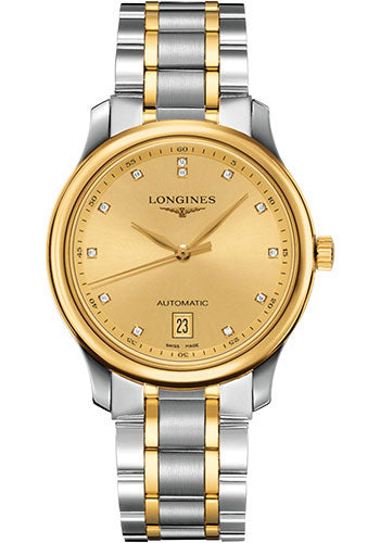 Longines Master Collection Watch - 38.5 mm Steel And Yellow Gold Cap 200 Case - Gilt Diamond Dial - Bracelet - L2.628.5.37.7