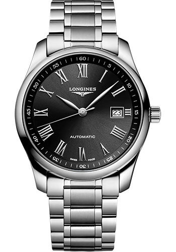 Longines Master Collection Automatic Watch - 40 mm Steel Case - Black Roman Dial - Bracelet - L2.793.4.59.6