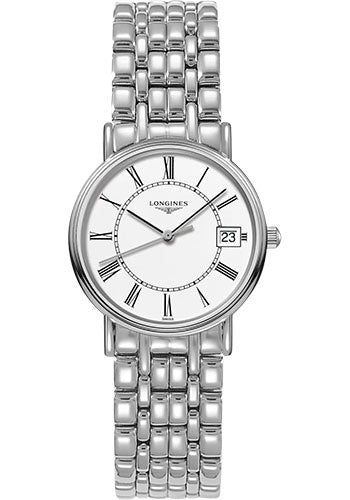 Longines PrŽsence Quartz Watch - 30 mm Steel Case - White Roman Dial - Bracelet - L4.320.4.11.6