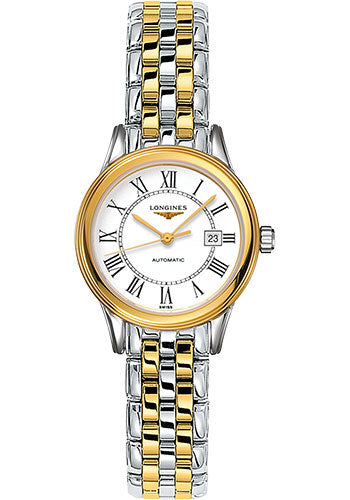 Longines Flagship Watch - 30 mm Steel And Yellow PVD Case - White Roman Dial - Bracelet - L4.374.3.21.7