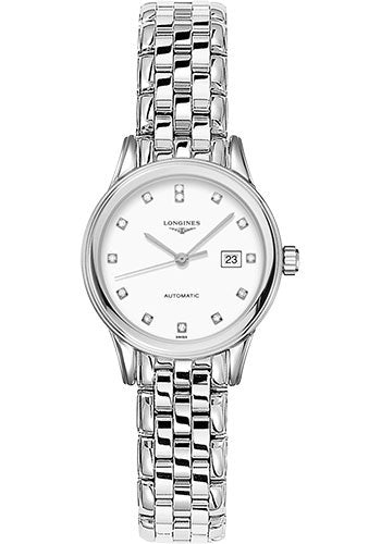 Longines Flagship Watch - 30 mm Steel Case - White Diamond Dial - Bracelet - L4.374.4.27.6