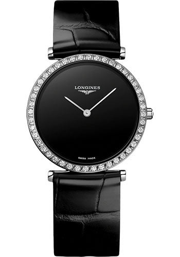 Longines La Grande Classique De Longines Quartz Watch - 29 mm Steel Diamond Case - Black Dial - Black Strap - L4.523.0.50.2