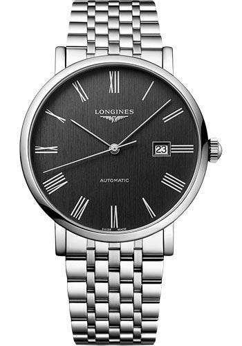 Longines Elegant Collection Automatic Watch - 41 mm Steel Case - Anthracite Roman Dial - Bracelet - L4.911.4.71.6