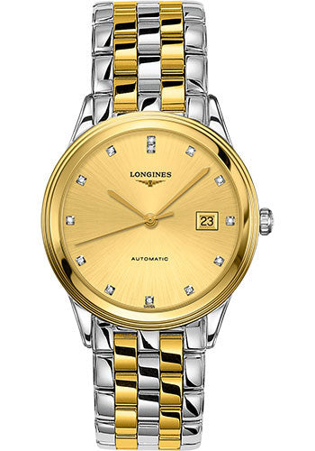 Longines Flagship Watch - 38.5 mm Steel And Yellow PVD Case - Gilt Diamond Dial - Bracelet - L4.974.3.37.7