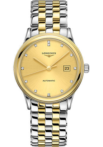 Longines Flagship Watch - 40 mm Steel And Yellow PVD Case - Gilt Diamond Dial - Bracelet - L4.984.3.37.7