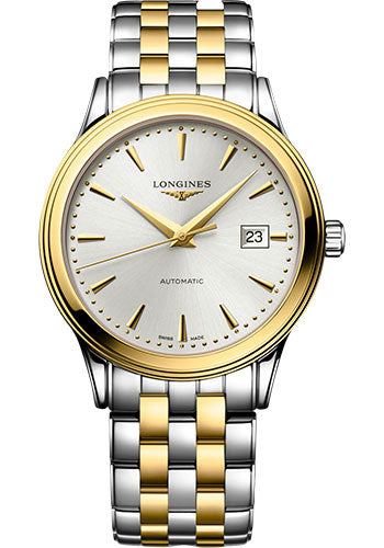 Longines Flagship Automatic Watch - 40 mm Steel And Yellow PVD Case - Silver Dial - Bracelet - L4.984.3.79.7