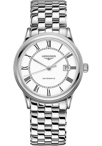 Longines Flagship Watch - 40 mm Steel Case - White Roman Dial - Bracelet - L4.984.4.21.6