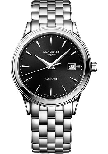 Longines Flagship Automatic Watch - 40 mm Steel Case - Black Dial - Bracelet - L4.984.4.59.6