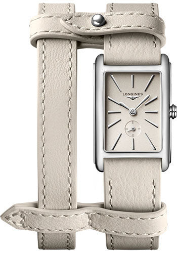 Longines DolceVita X YVY Small Seconds Quartz Watch - 20.80 X 32 mm Steel Case - Beige Dial - Beige Strap - L5.255.4.79.2