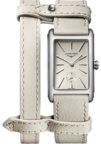 Longines DolceVita X YVY Small Seconds Quartz Watch - 23.30 X 37 mm Steel Case - Beige Dial - Beige Strap - L5.512.4.79.2