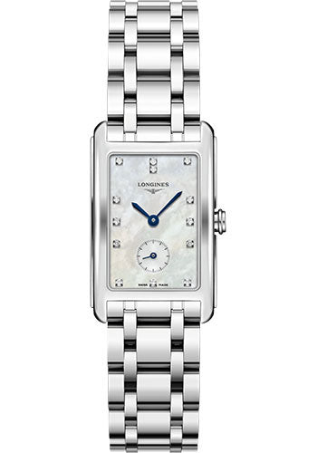 Longines DolceVita Quartz Watch - 23.30 X 37 mm Steel Case - White Mother-Of-Pearl Diamond Dial - Bracelet - L5.512.4.87.6