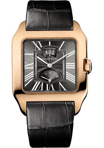 Cartier Santos Dumont Power Reserve Watch - 38 mm Pink Gold Case - Gray Dial - Gray Alligator Strap - W2020068