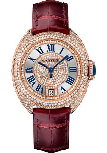 Cartier Cle de Cartier Watch - 35 mm Pink Gold Diamond Case - Pink Gold Diamond Dial - Bourdeau Alligator Strap - WJCL0036