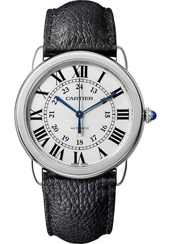 Cartier Ronde Solo de Cartier Watch - 36 mm Steel Case - Black Calfskin Strap - WSRN0021