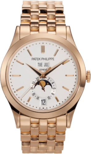 Patek Philippe Complications Annual Calendar Moon Phases Rose Gold Silver Opaline Dial | 5396/1R-010