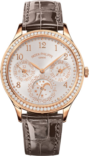 Patek Philippe Grand Complications Ladies First Perpetual Calendar Rose Gold Silver Dial Diamond Bezel | 7140R-001