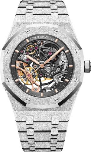 Audemars Piguet Royal Oak Frosted Gold Double Balance Wheel 41mm Openworked Slate Grey Dial | 15407BC.GG.1224BC.01