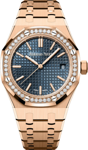 Audemars Piguet Royal Oak Rose Gold Diamond Bezel 37mm Blue Dial | 15551OR.ZZ.1356OR.05