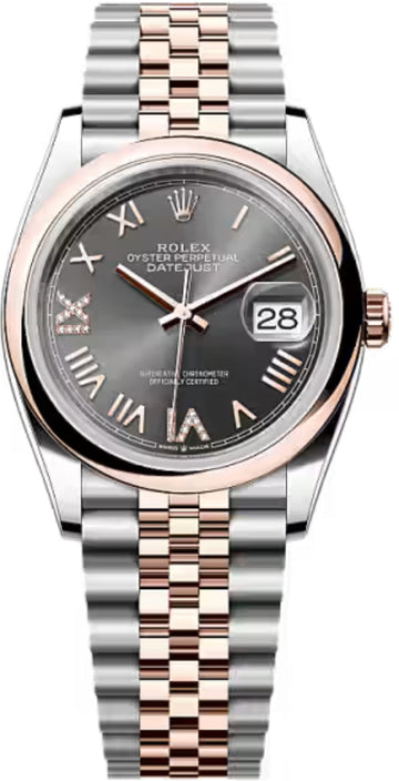 Rolex Datejust 36 Oystersteel Everose Gold Slate Diamond Set Dial Domed Bazel Jubilee Bracelet - 126201 - 2026