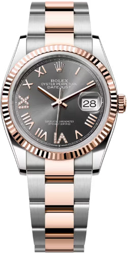 Rolex Datejust 36 Oystersteel Everose Gold Slate Diamond Set Dial Oyster Bracelet - 126231 - 2026