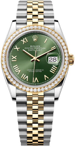 Rolex Datejust 36 Oystersteel Yellow Gold And Diamond Olive Green Roman Dial Jubilee Bracelet - 126283Rbr - 2026