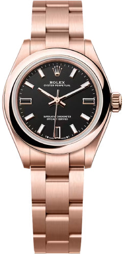 Rolex Oyster Perpetual 28 18Ct Everose Gold Black Dial Oyster Bracelet - 276205 - 2026