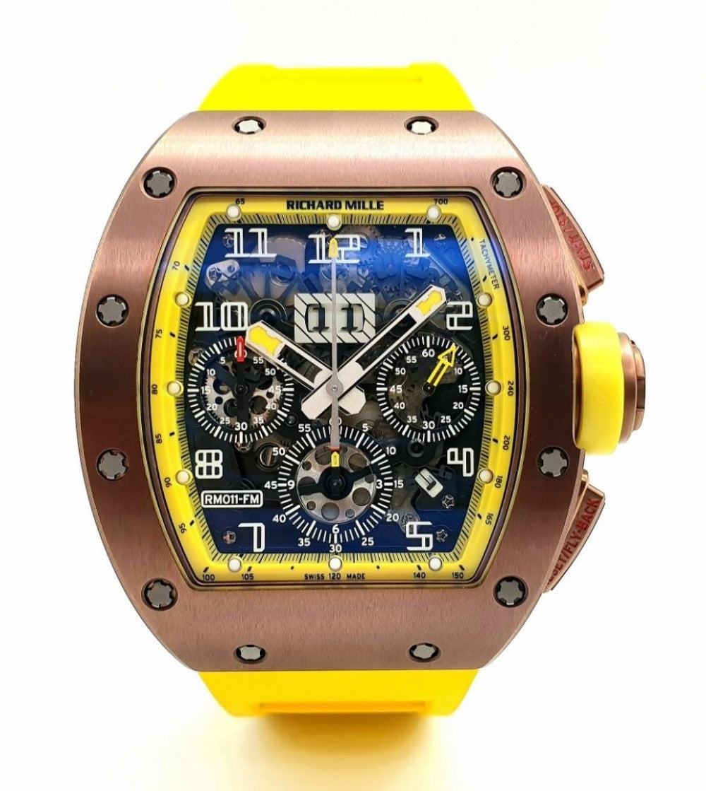 Richard Mille Flyback Chronograph "Felipe Massa" Bronzo Skeleton Dial Yellow Accents RM 011