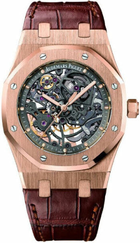 Audemars Piguet Royal Oak Openworked Selfwinding 39mm Black Skeleton Rose Gold Strap| 15305OR.OO.D088CR.01