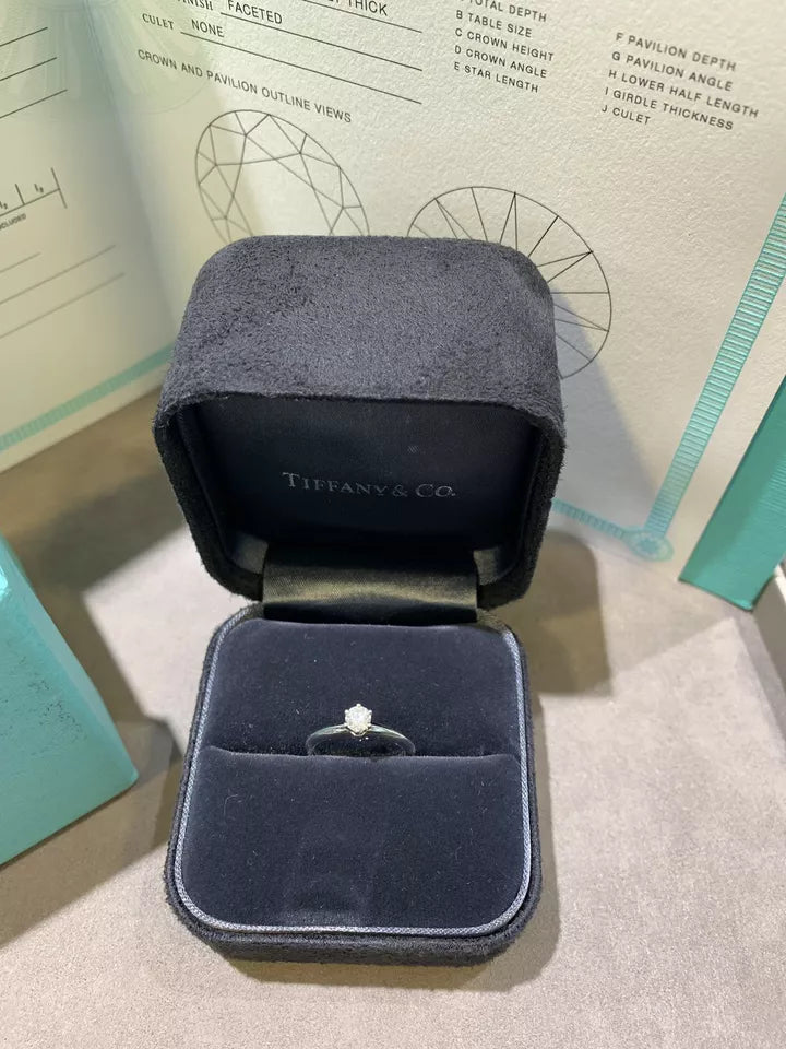 Pre-owned Tiffany & CO. Diamond & Platinum Engagement Ring Size 4 .24ct W/cert& Box