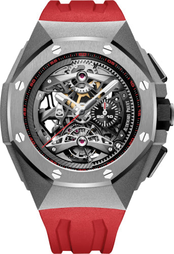 Audemars Piguet Royal Oak Concept Tourbillon 44 mm Chronograph Openworked Selfwinding Titanium Black Red Rubber - 26587TI.OO.D067CA.01